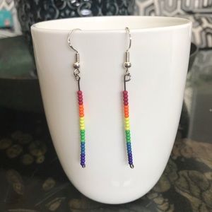 3/$25, Rainbow Bead Earrings, 925 hypo allergenic, handmade